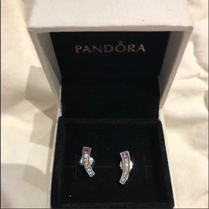 Pandora Rainbow Earrings Sterling Silver-Pandora Earrings. New